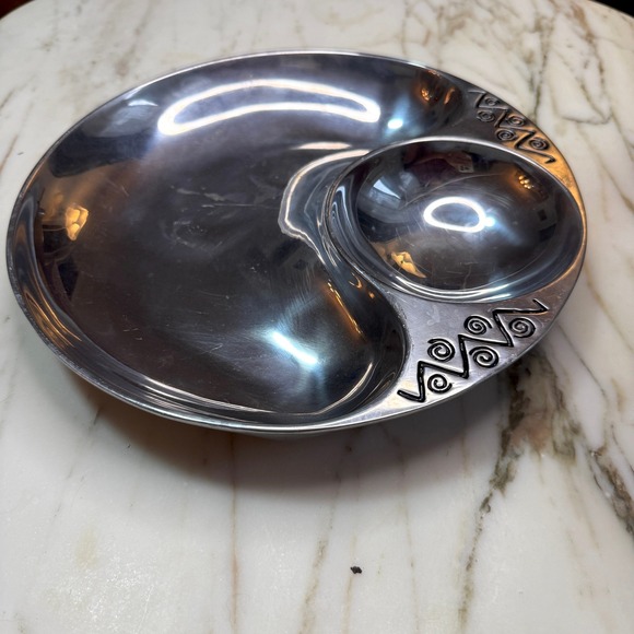 Vintage Wilton Armetale Reggae Chip & Dip Bowl Tray | Retro Serveware - Picture 4 of 7